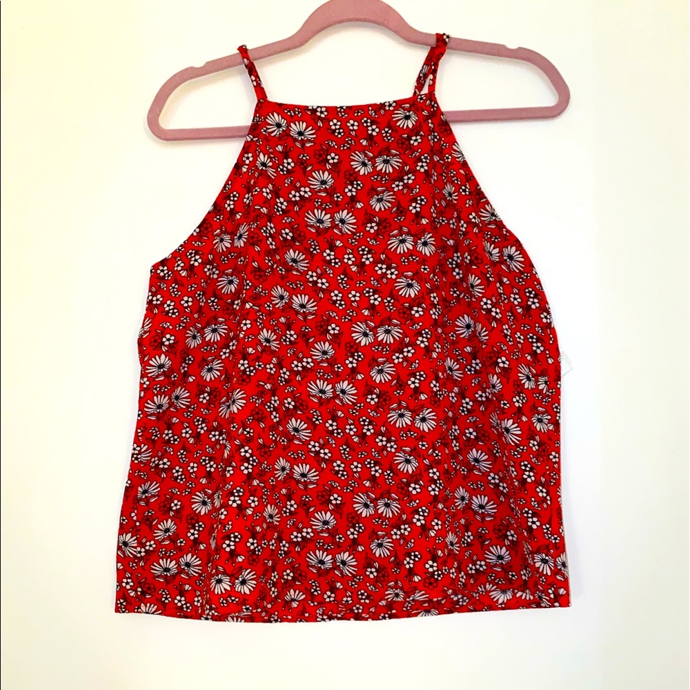 Francesca’s Red Floral Tank Blouse